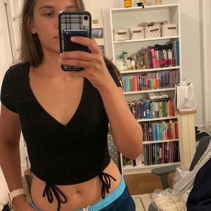 Princess poly black tied crop top. 2.